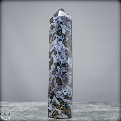 Natürlicher Merlinit (Gabbro) Kristall Obelisk - 745,75 g