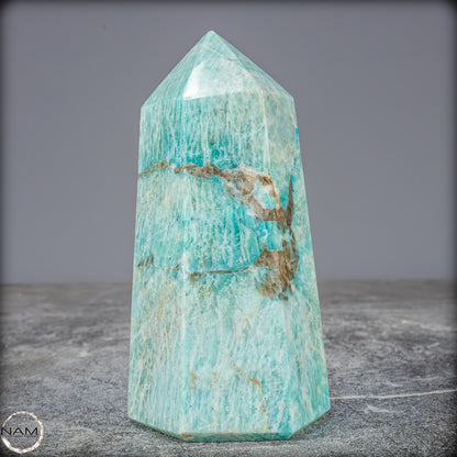 Natürlicher Funkelnder Amazonit Kristall-Obelisk - 663,25g