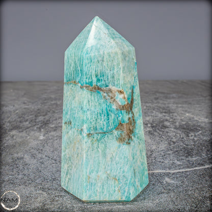 Natürlicher Funkelnder Amazonit Kristall-Obelisk - 663,25g