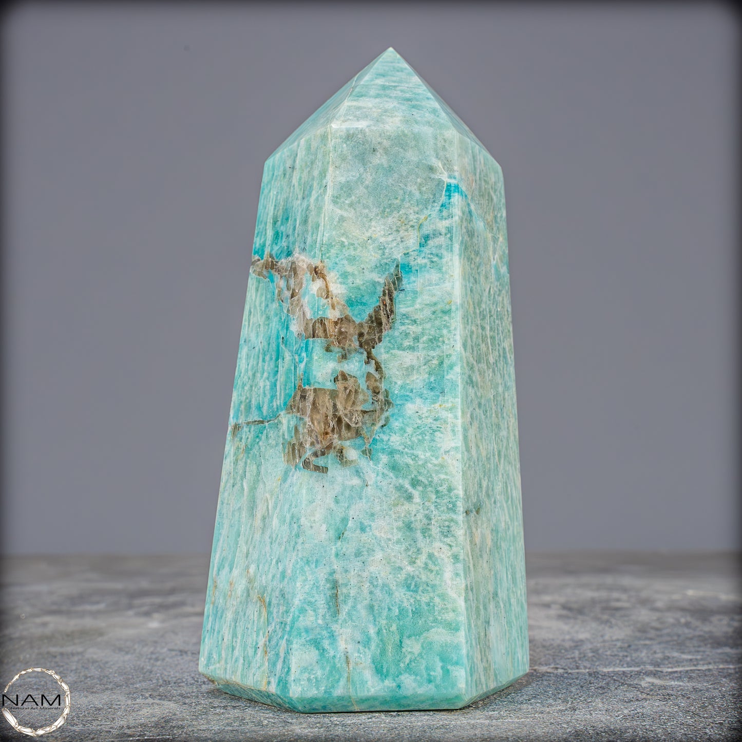 Natürlicher Funkelnder Amazonit Kristall-Obelisk - 663,25g