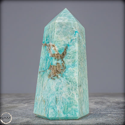 Natürlicher Funkelnder Amazonit Kristall-Obelisk - 663,25g