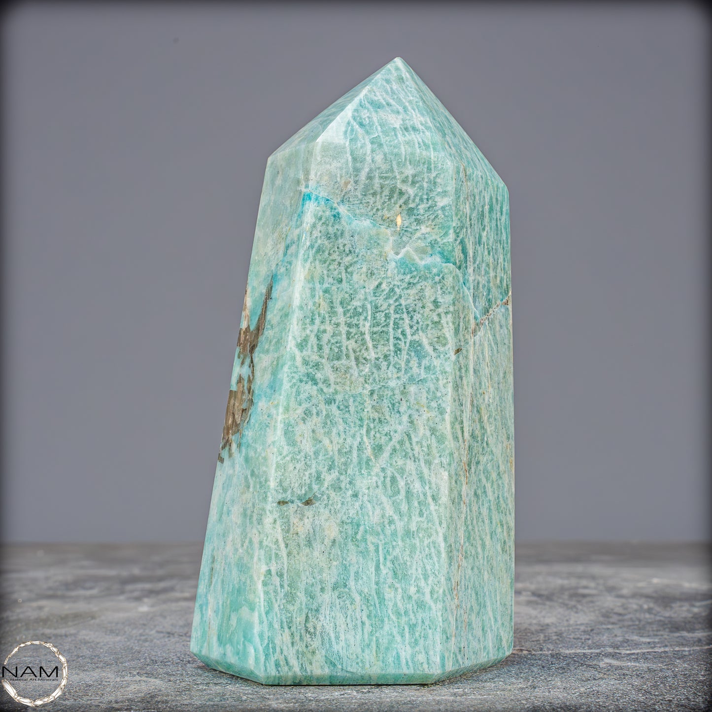 Natürlicher Funkelnder Amazonit Kristall-Obelisk - 663,25g