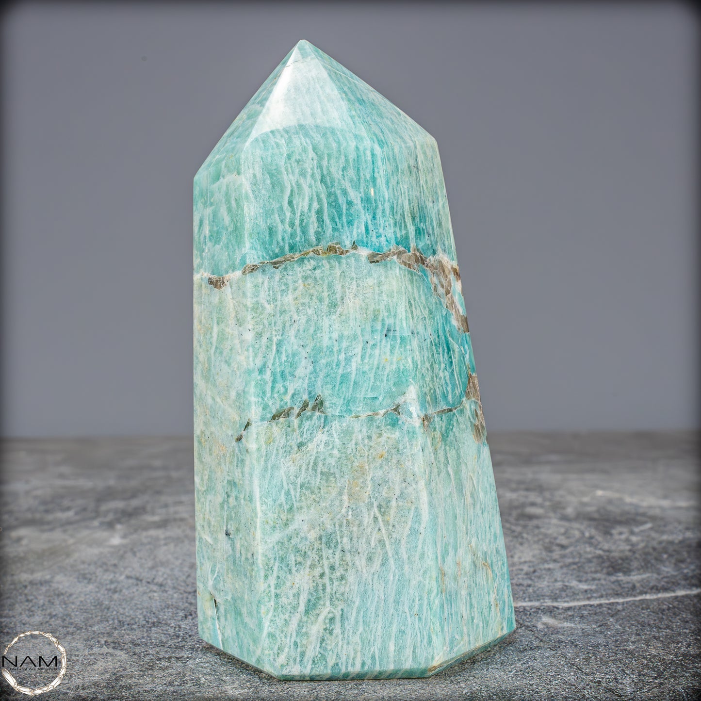 Natürlicher Funkelnder Amazonit Kristall-Obelisk - 663,25g