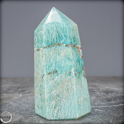 Natürlicher Funkelnder Amazonit Kristall-Obelisk - 663,25g