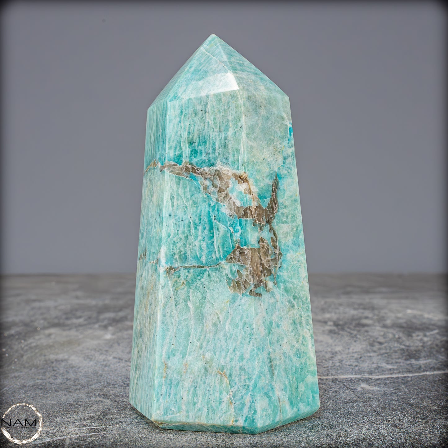 Natürlicher Funkelnder Amazonit Kristall-Obelisk - 663,25g