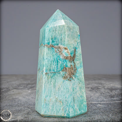 Natürlicher Funkelnder Amazonit Kristall-Obelisk - 663,25g