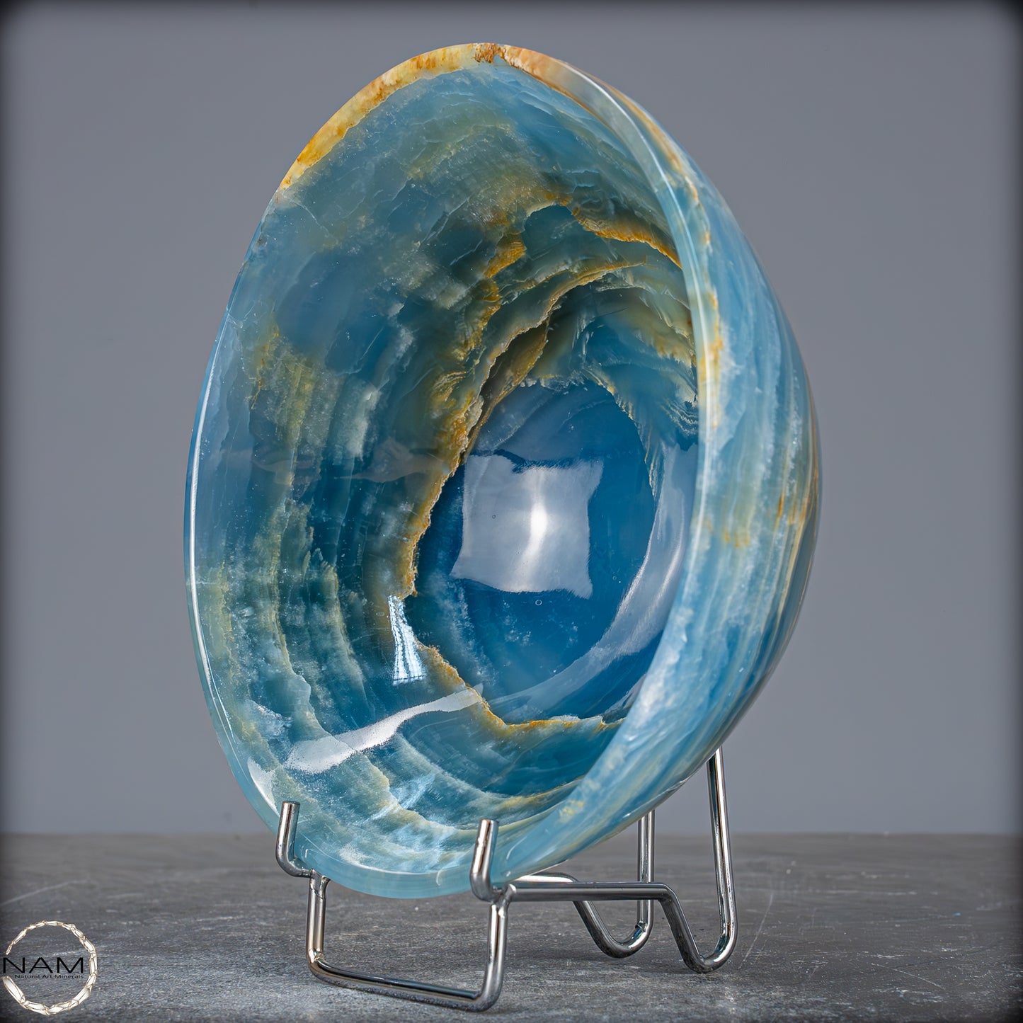 Seltene Natürlich Blaue Onyx-Kristall Schale/Schüssel, Argentinien - 517,88g