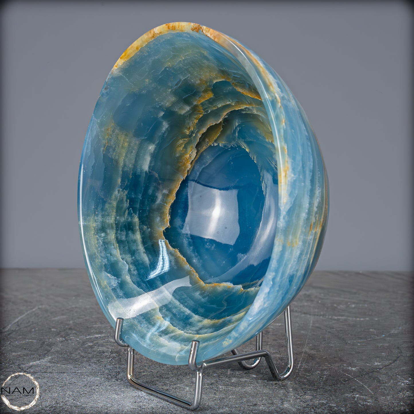 Seltene Natürlich Blaue Onyx-Kristall Schale/Schüssel, Argentinien - 517,88g