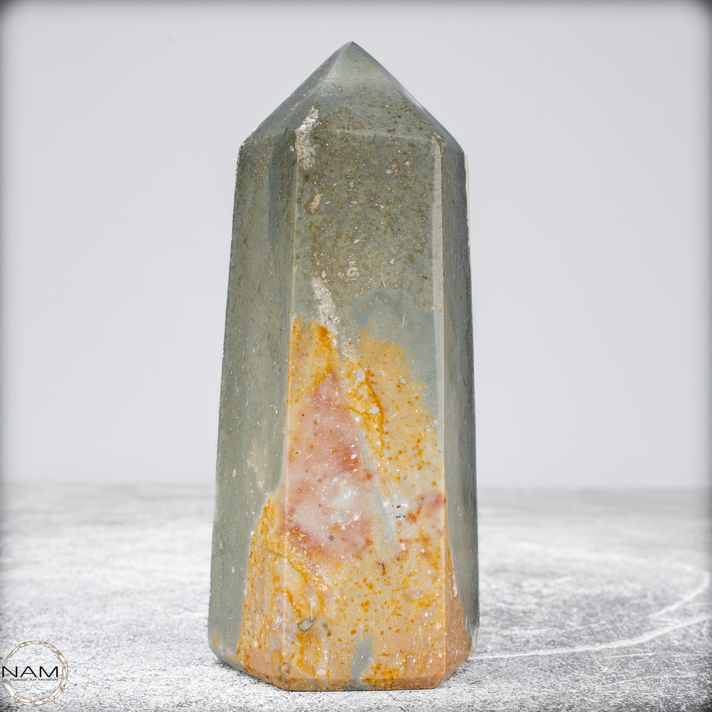 Natürlicher Polychromer Jaspis Obelisk -489,77g