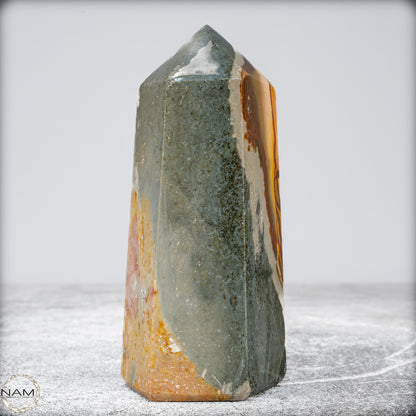Natürlicher Polychromer Jaspis Obelisk -489,77g