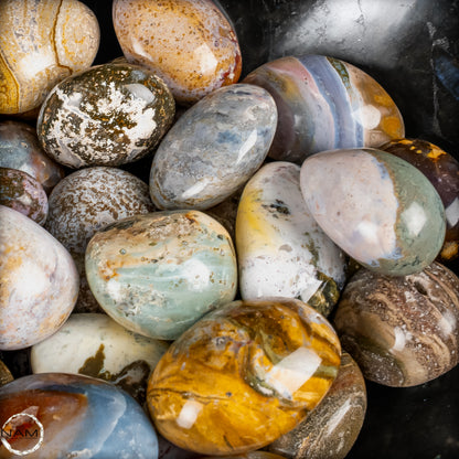 Natürliche Ocean-Jasper-Achat-Trommelsteine in Spitzenqualität – Faszinierende Farben, einzigartige Muster und natürliche Schönheit