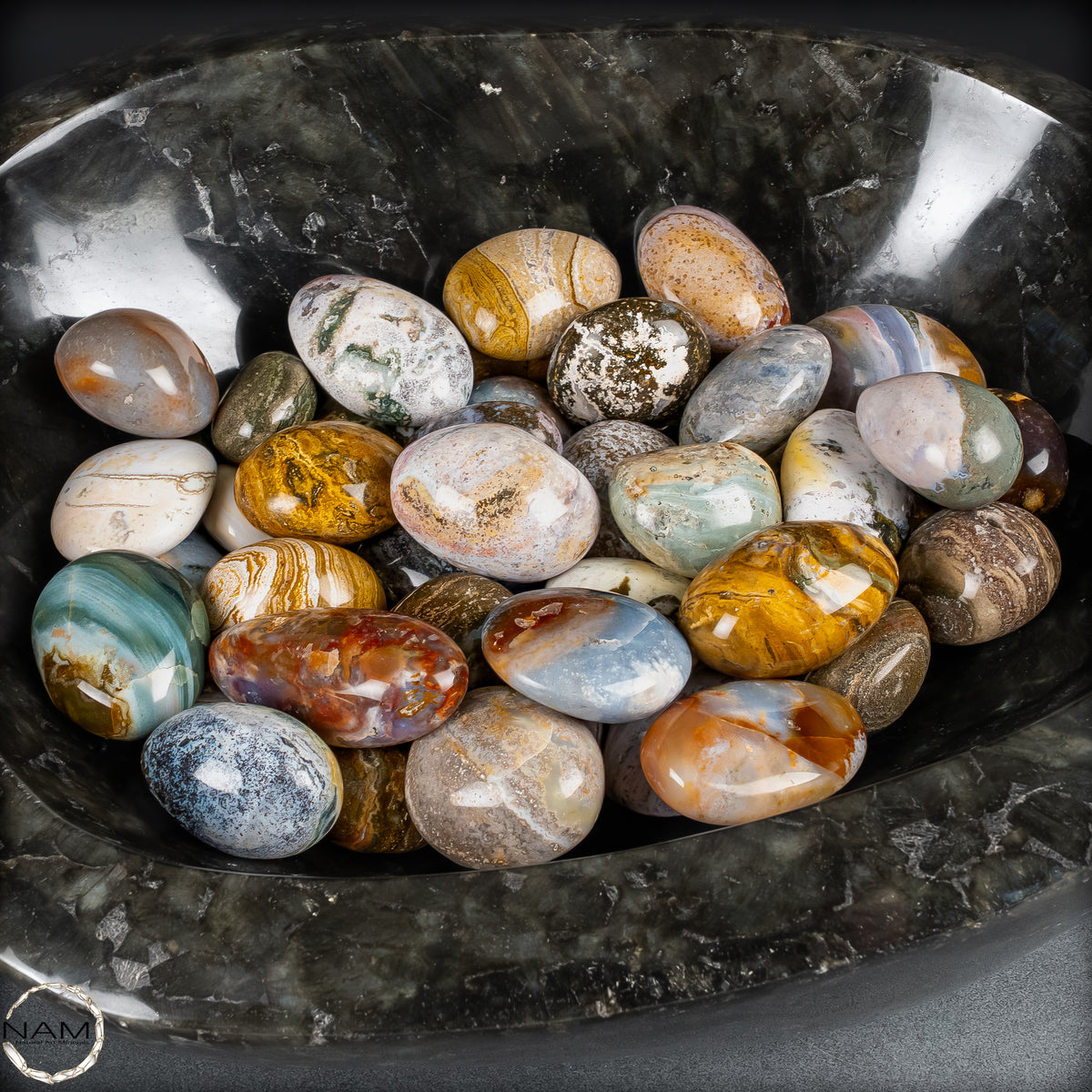 Natürliche Ocean-Jasper-Achat-Trommelsteine in Spitzenqualität – Faszinierende Farben, einzigartige Muster und natürliche Schönheit