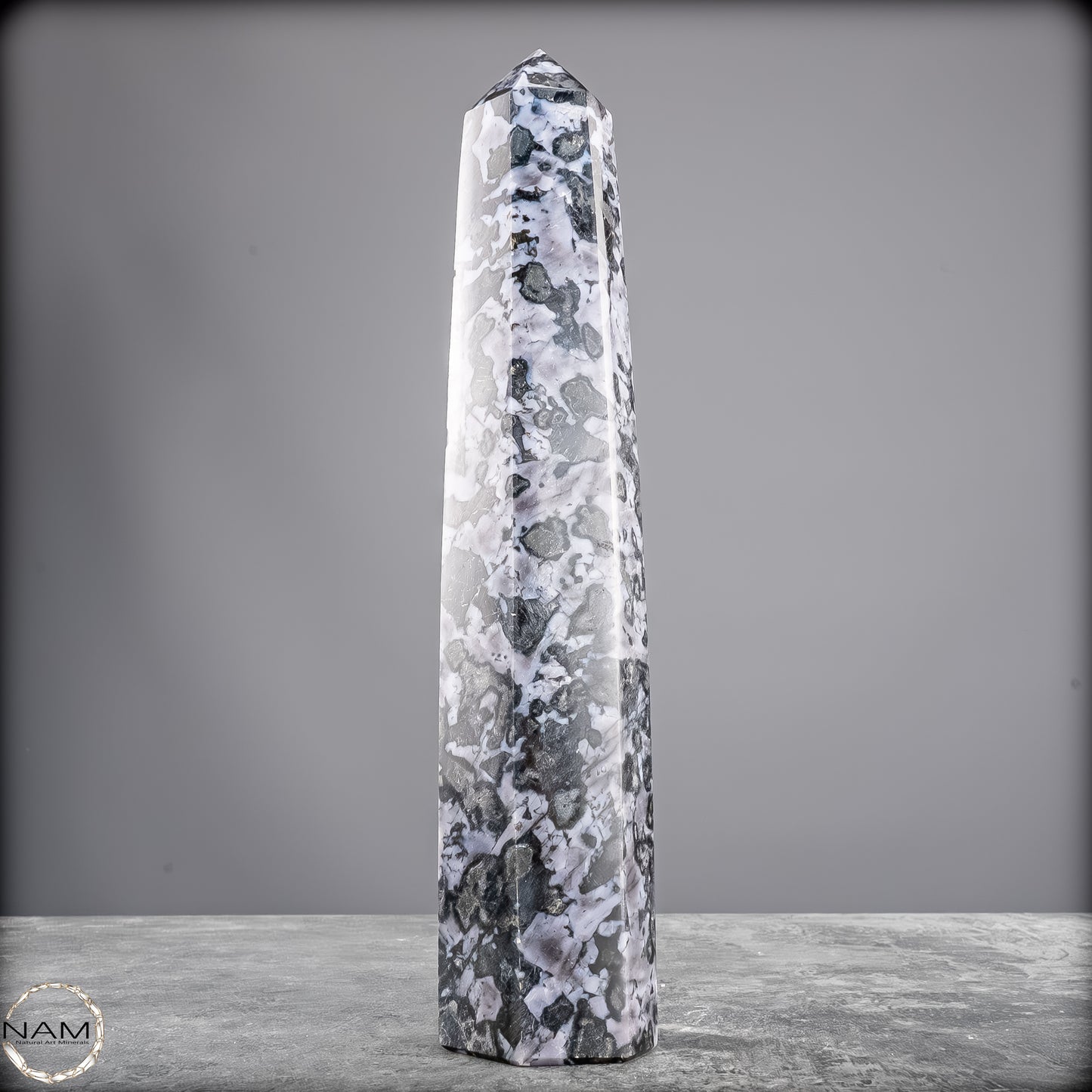 Natürlicher Merlinit (Gabbro) Kristall Obelisk - 836,25g