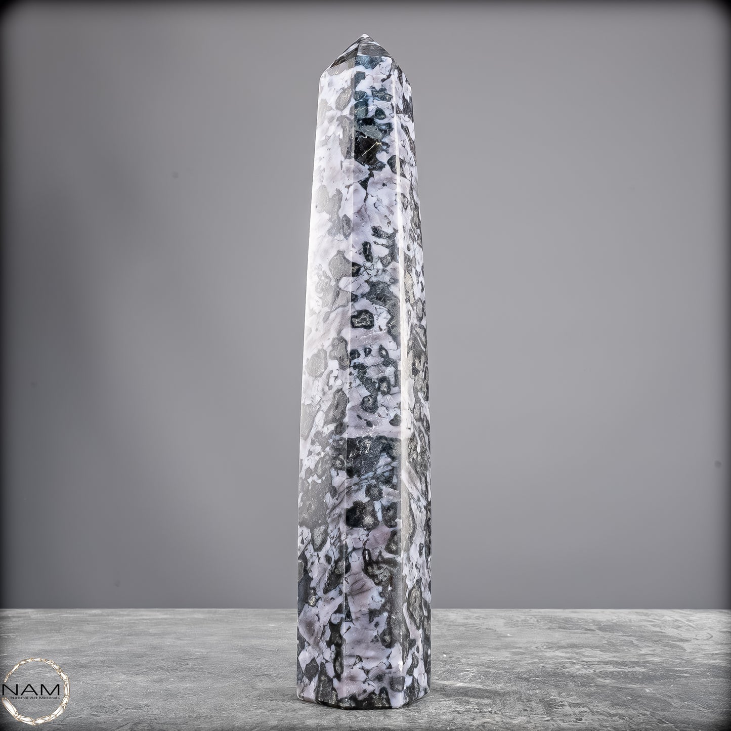 Natürlicher Merlinit (Gabbro) Kristall Obelisk - 836,25g