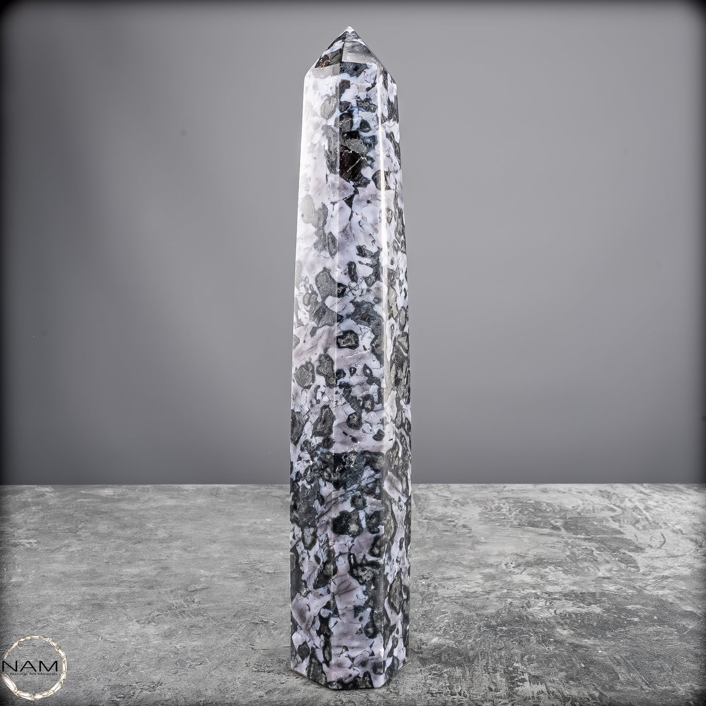 Natürlicher Merlinit (Gabbro) Kristall Obelisk - 836,25g