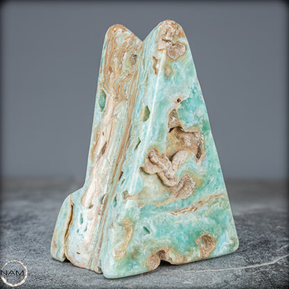 Natürlicher Blau-Grüne Aragonit Kristall-Freiform - 912,15g