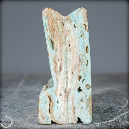 Natürlicher Blau-Grüne Aragonit Kristall-Freiform - 912,15g