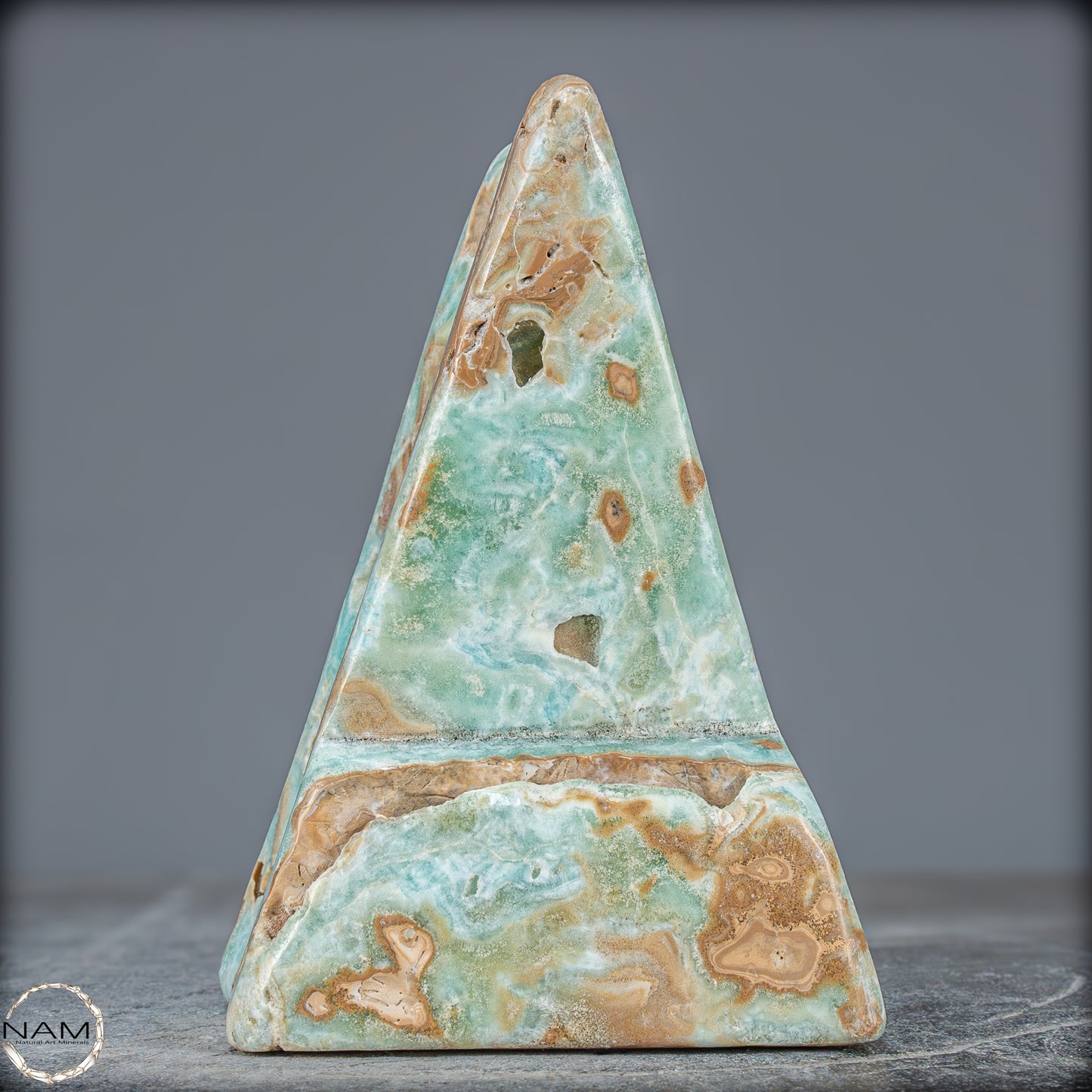 Natürlicher Blau-Grüne Aragonit Kristall-Freiform - 912,15g
