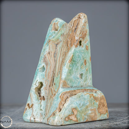 Natürlicher Blau-Grüne Aragonit Kristall-Freiform - 912,15g