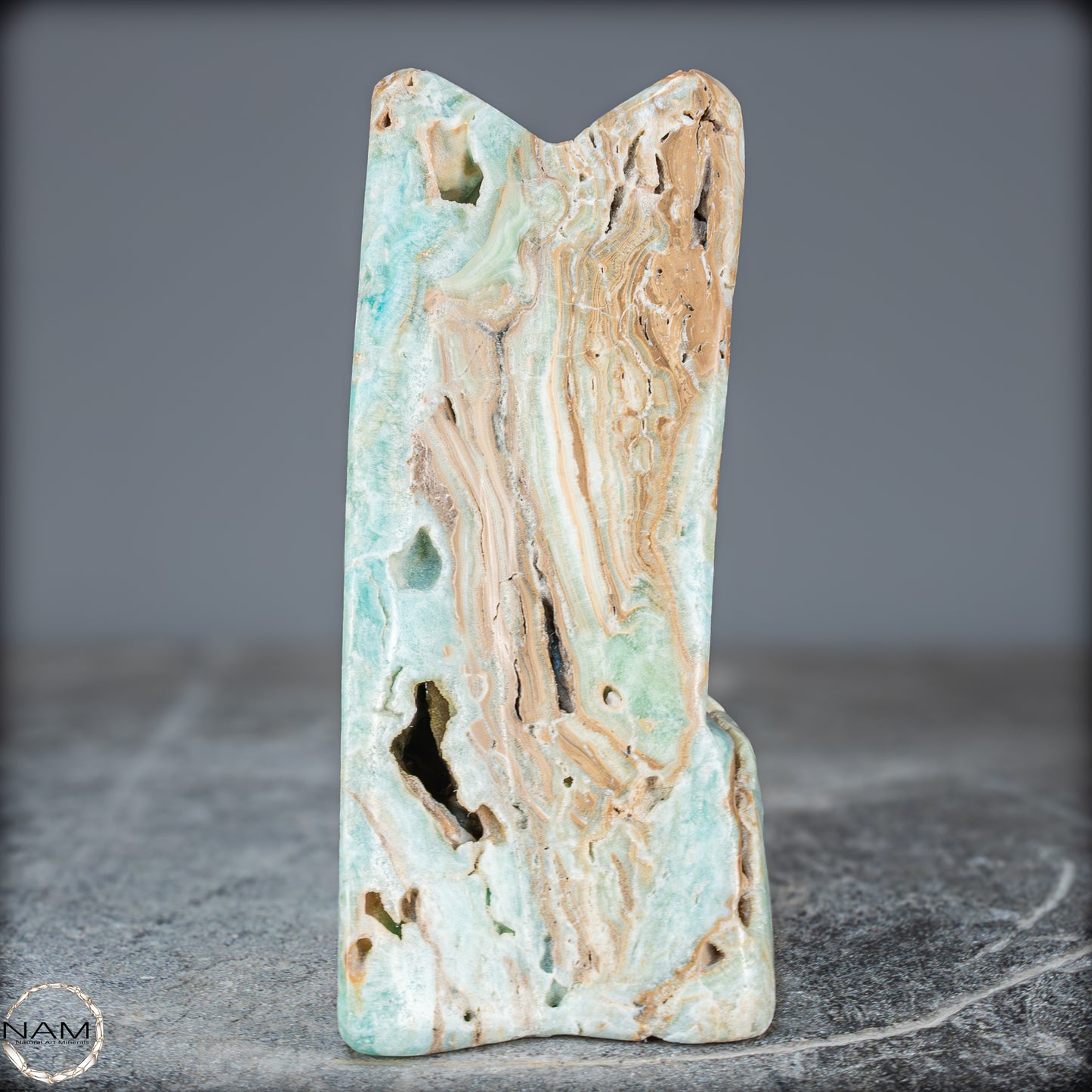 Natürlicher Blau-Grüne Aragonit Kristall-Freiform - 912,15g