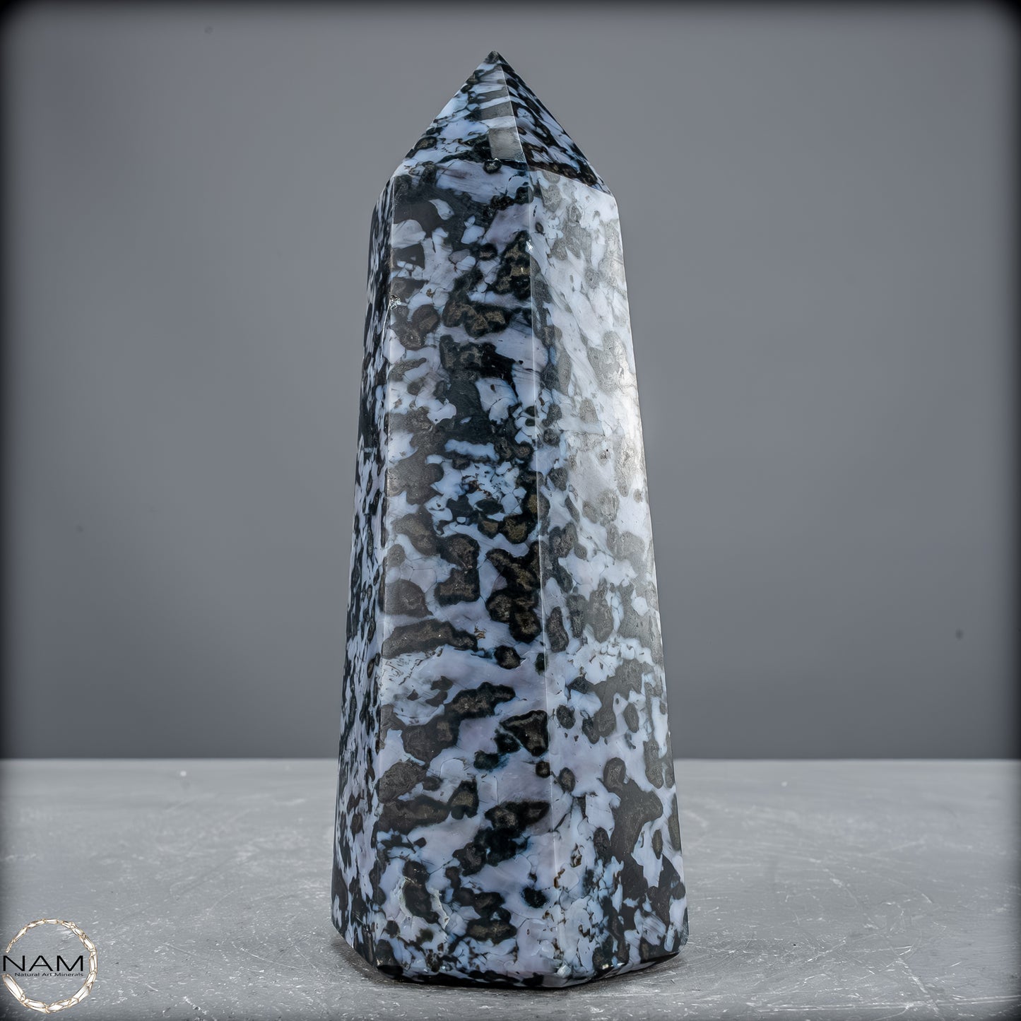 Natürlicher Merlinit (Gabbro) Kristall Obelisk - 903,26 g