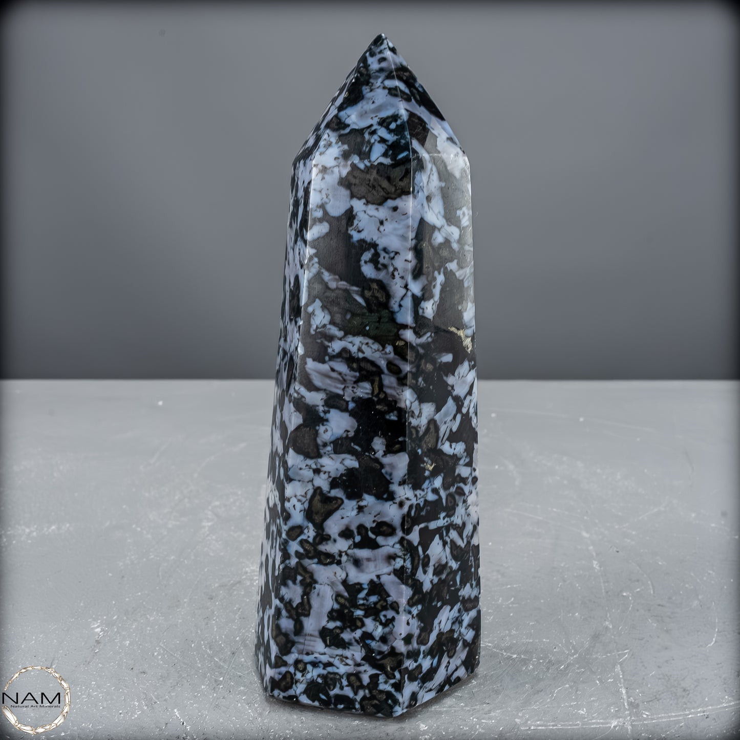 Natürlicher Merlinit (Gabbro) Kristall Obelisk - 903,26 g