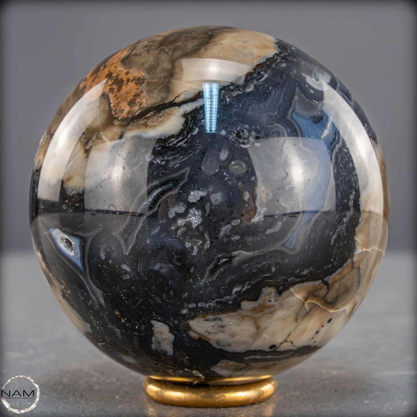 Natürlicher Moos Achat Kristall-Kugel, UV-Reactiv - 536,77g