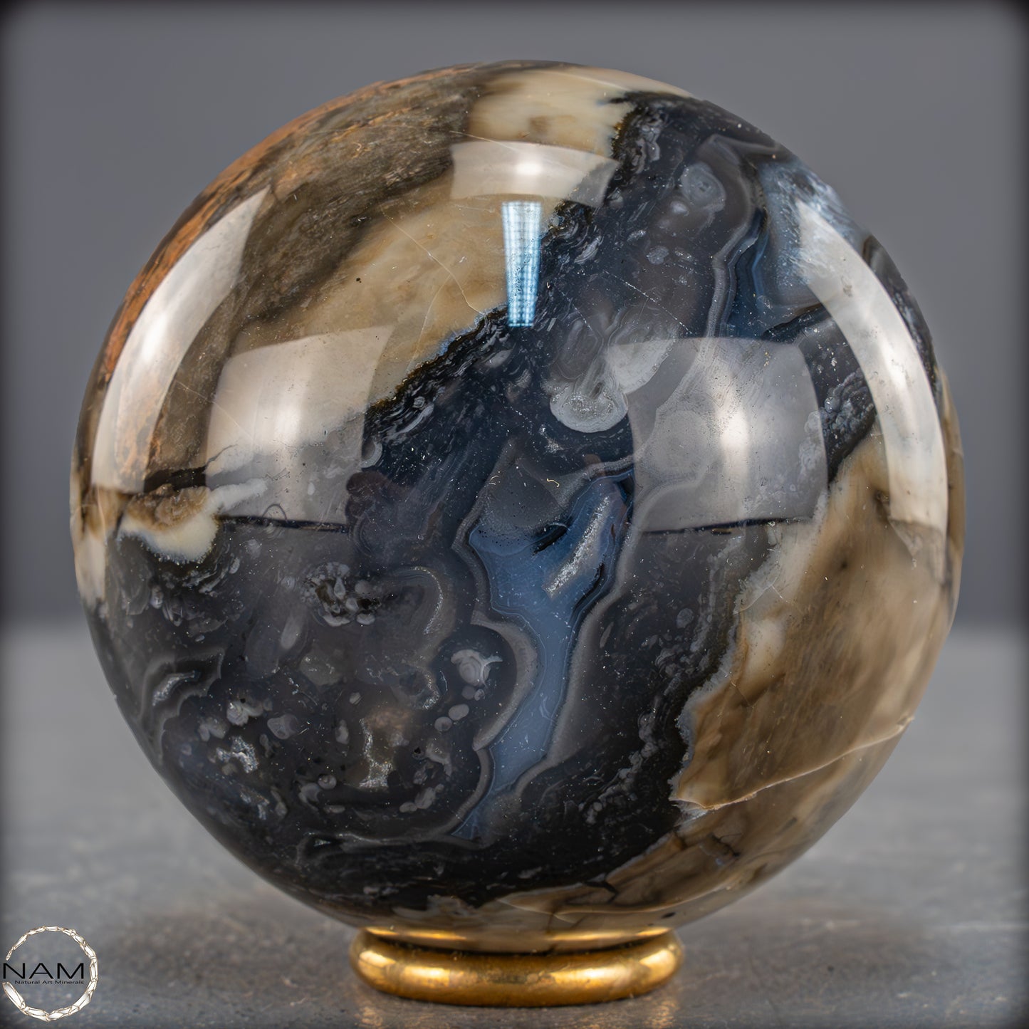 Natürlicher Moos Achat Kristall-Kugel, UV-Reactiv - 536,77g