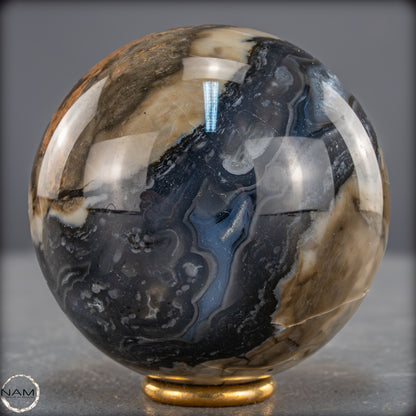 Natürlicher Moos Achat Kristall-Kugel, UV-Reactiv - 536,77g