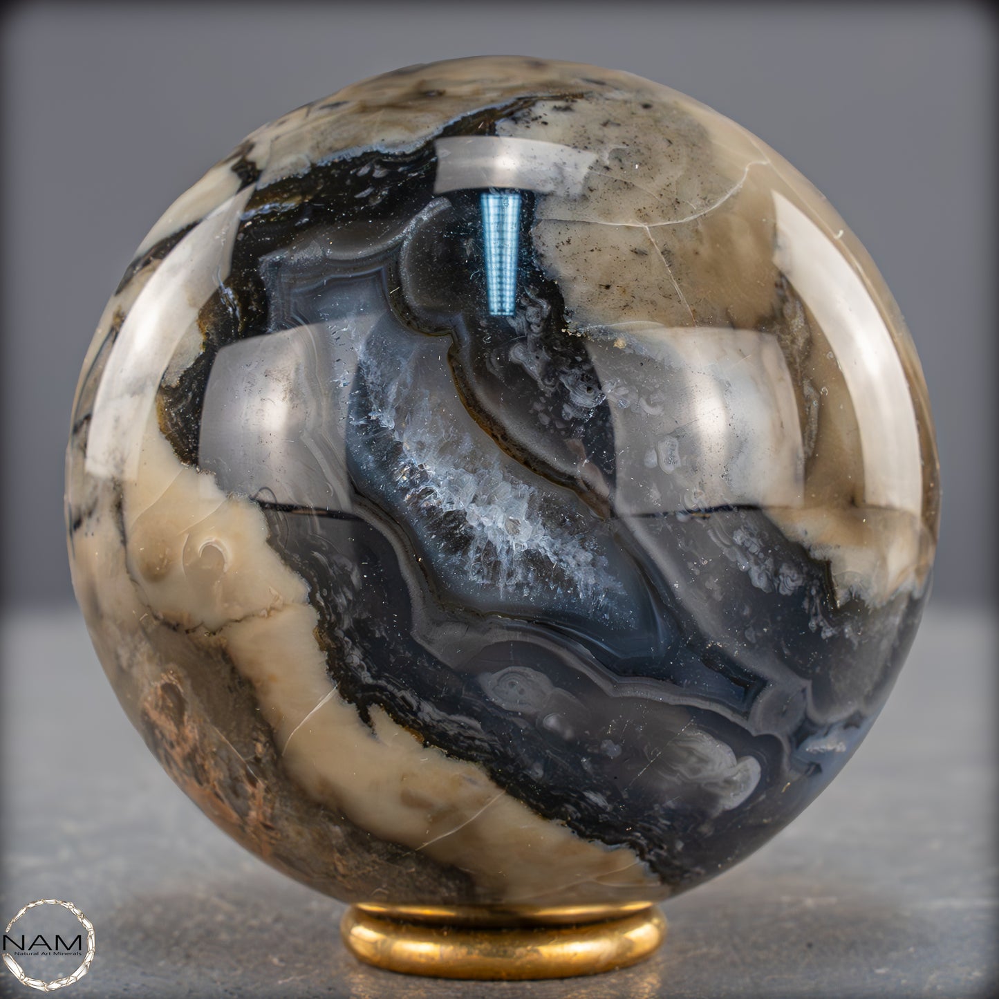 Natürlicher Moos Achat Kristall-Kugel, UV-Reactiv - 536,77g