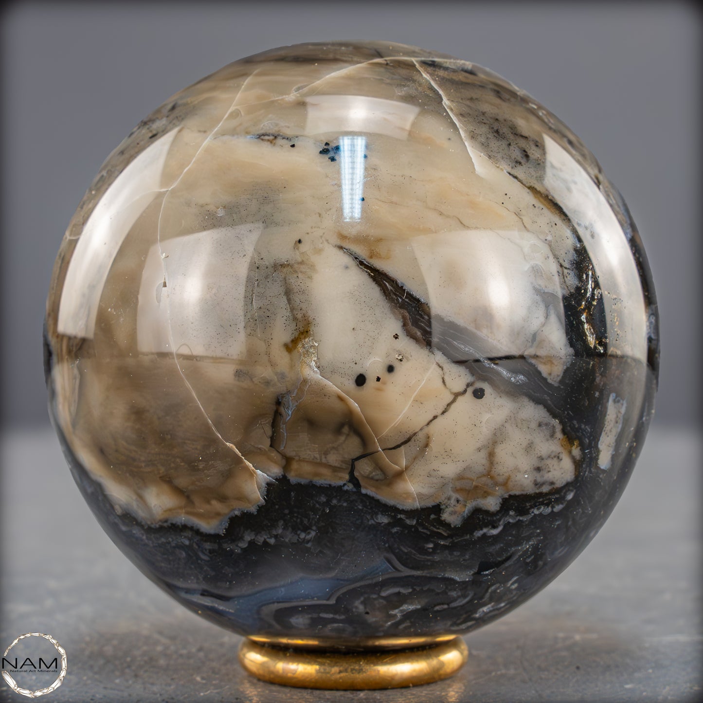 Natürlicher Moos Achat Kristall-Kugel, UV-Reactiv - 536,77g