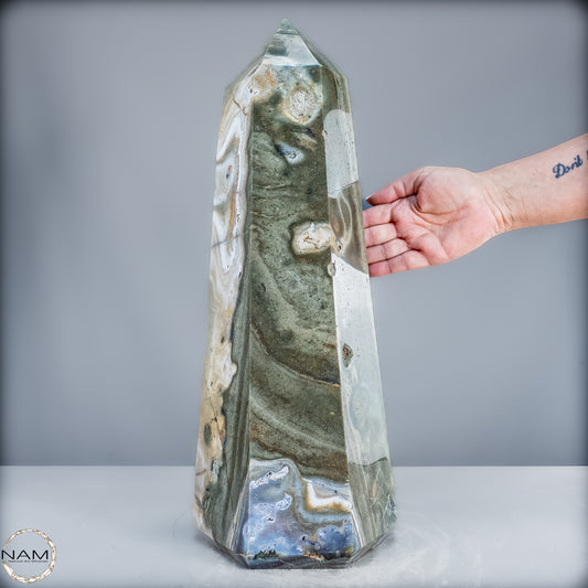 Natürlicher Jaspis-Achat Kristall-Obelisk - 14651,14g