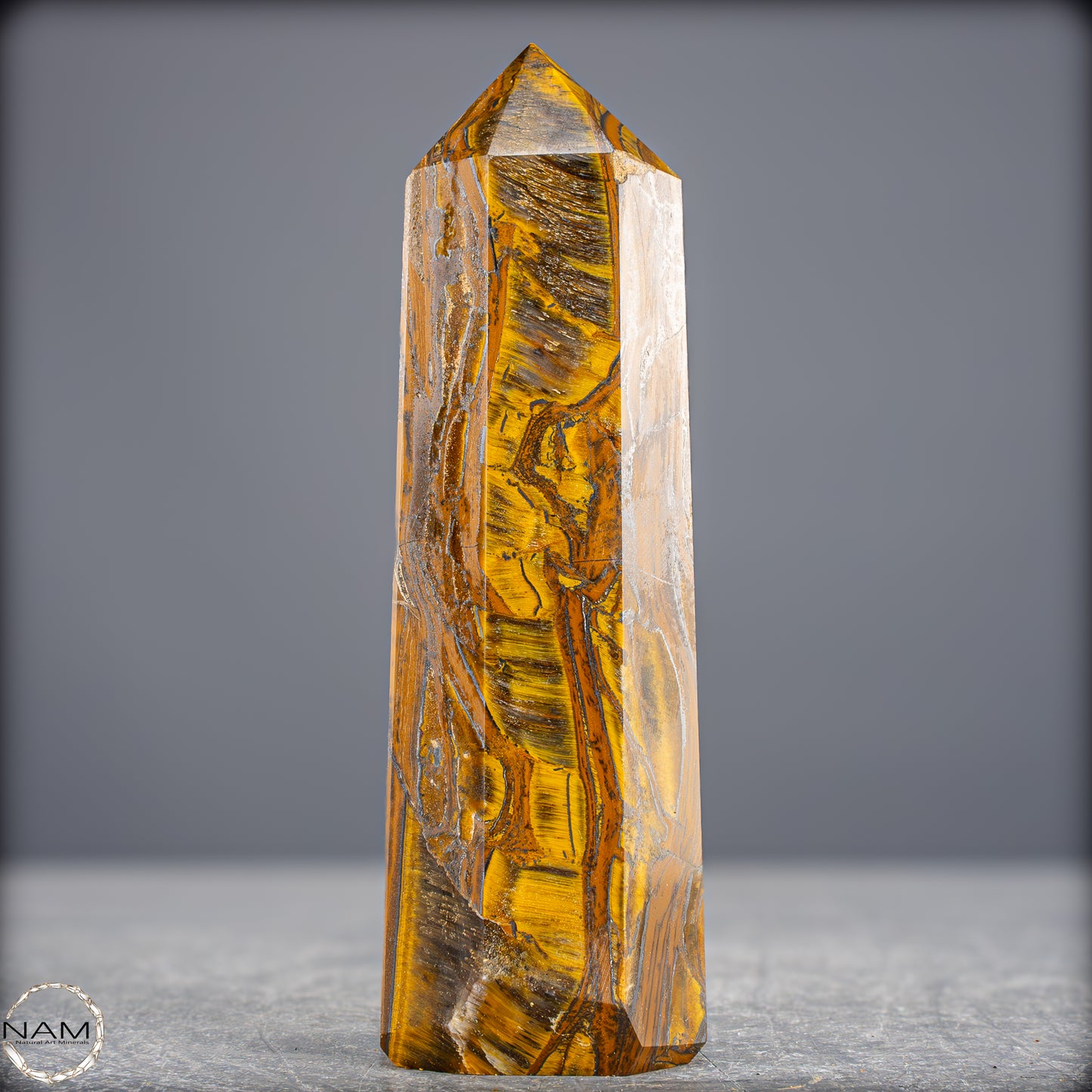 Natürlicher Tigerauge-Obelisk - 602,95g