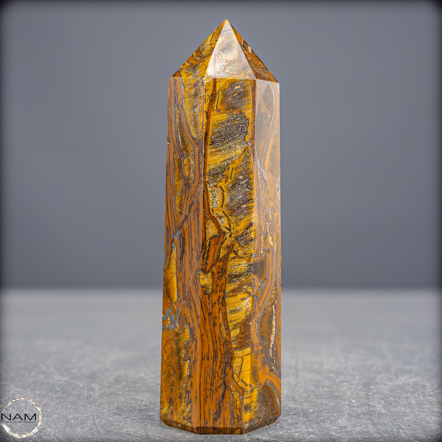 Natürlicher Tigerauge-Obelisk - 602,95g