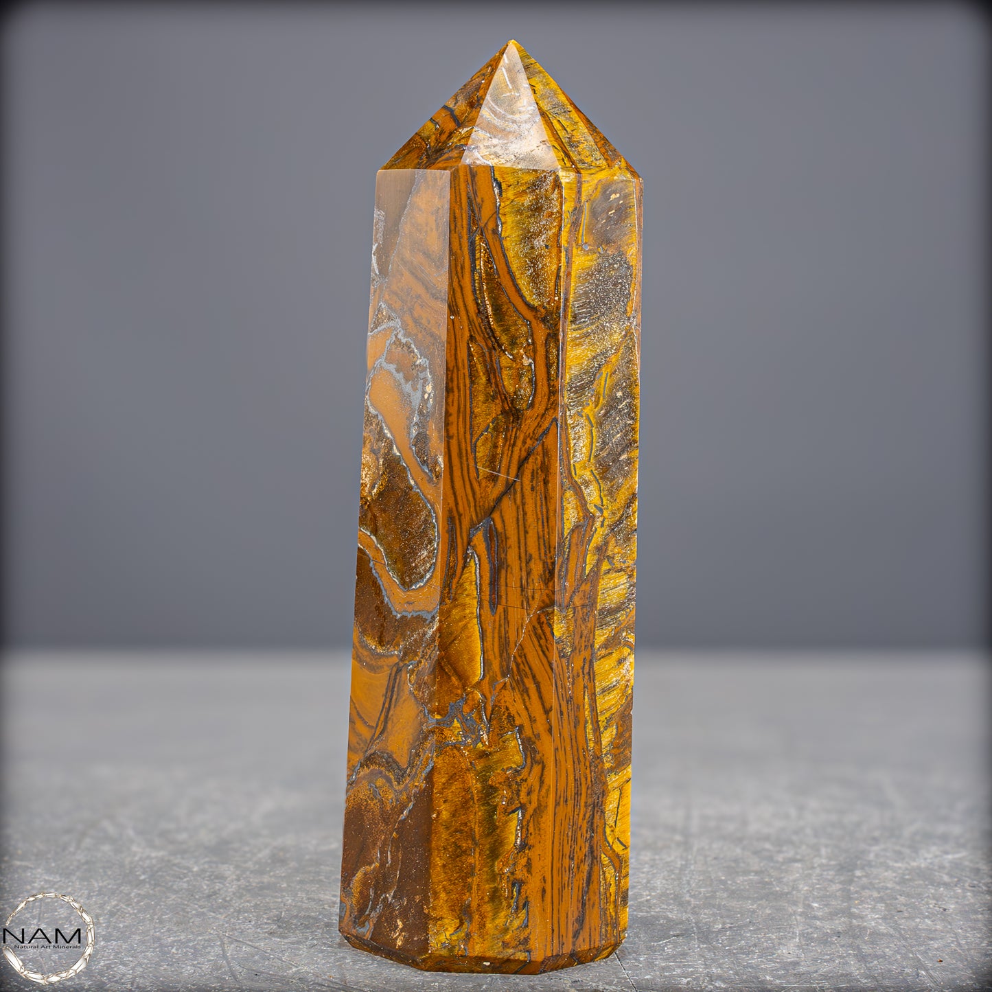 Natürlicher Tigerauge-Obelisk - 602,95g