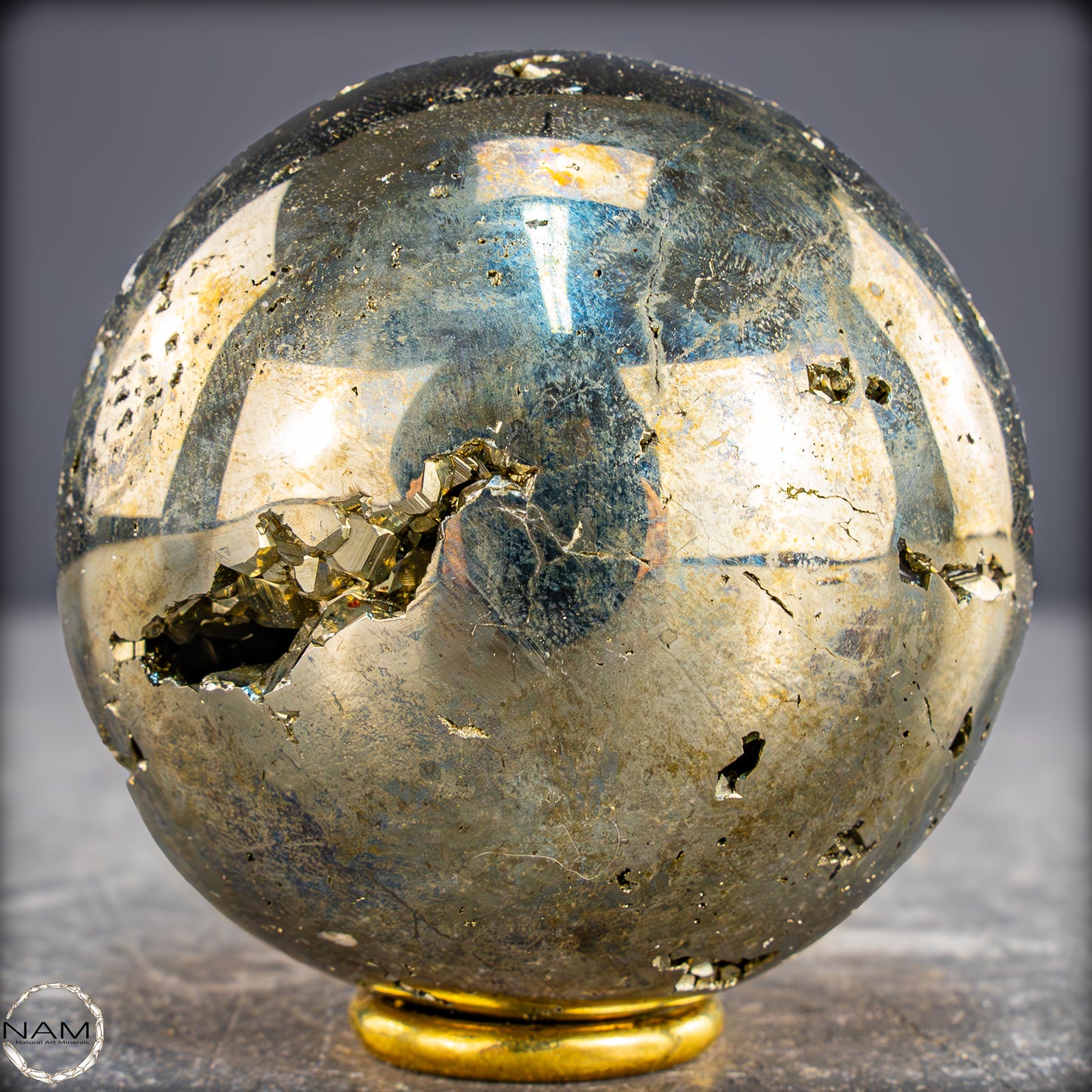 Natürliche Dekorative Pyrit-Kristall Kugel / Druse - 773,18g - 69mm