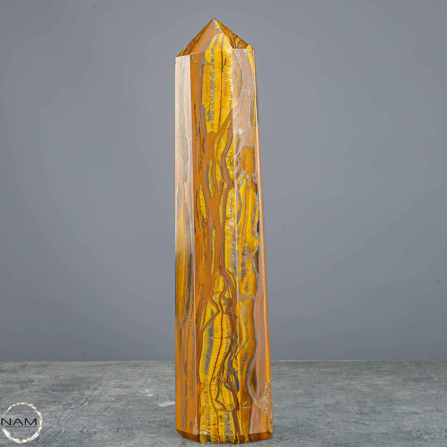 Natürlicher Tigerauge-Obelisk - 800,65g