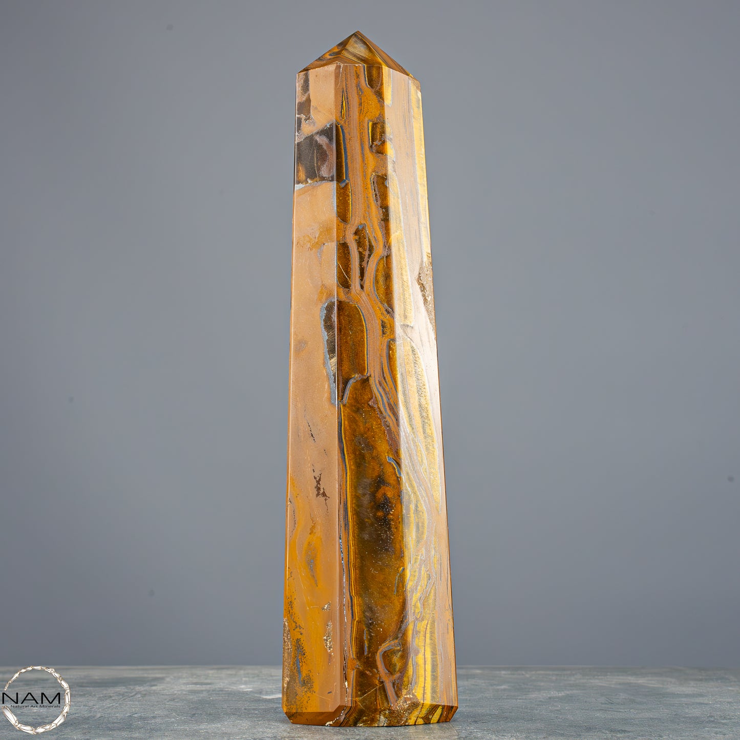 Natürlicher Tigerauge-Obelisk - 800,65g