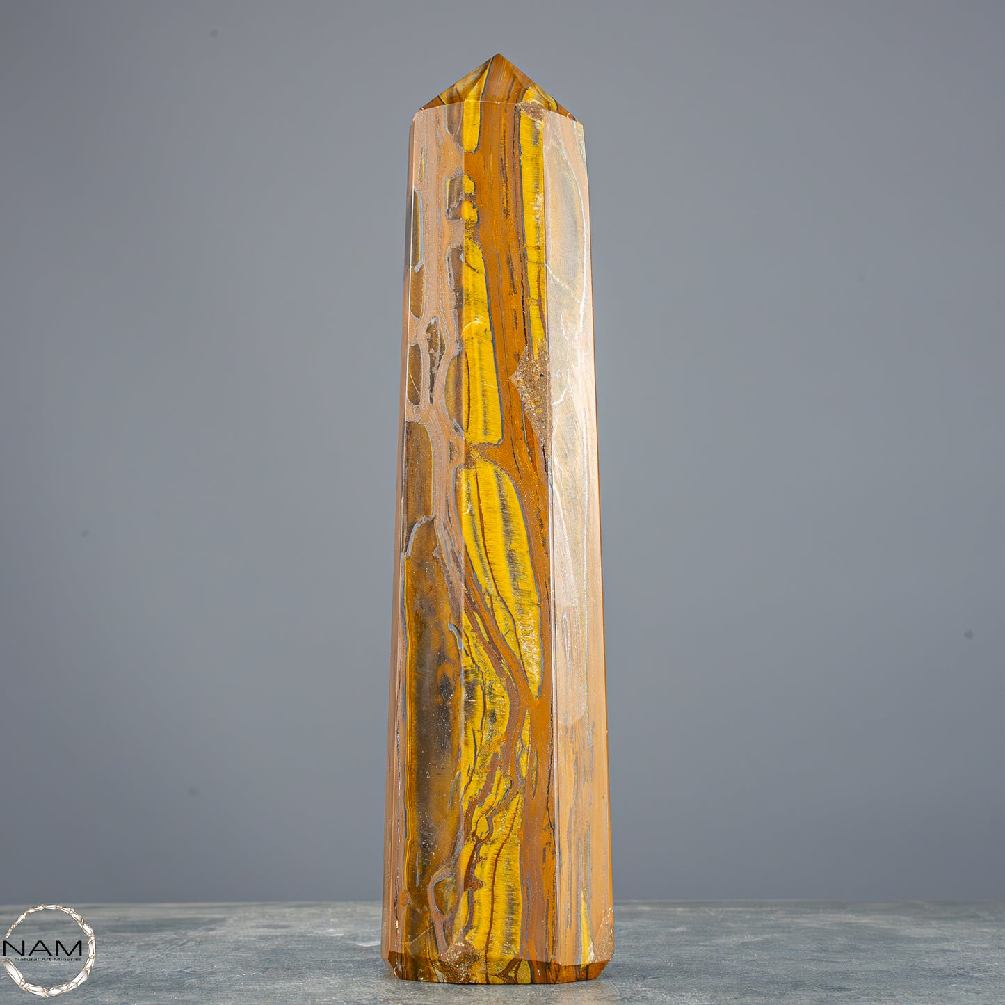 Natürlicher Tigerauge-Obelisk - 800,65g