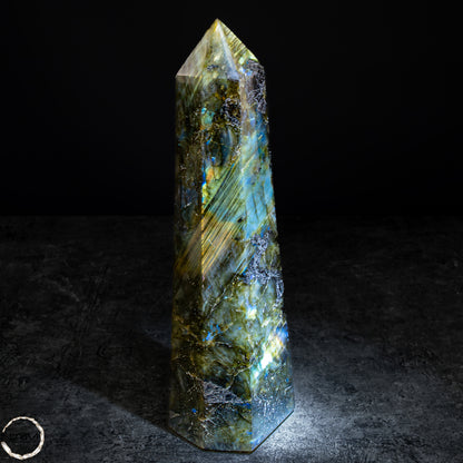 Natürliche Labradorit Kristall-Obelisk - 682,83g