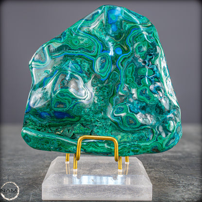 Botryoidaler Chrysokolla, Malachit und Azurit, sehr selten - 766,47g