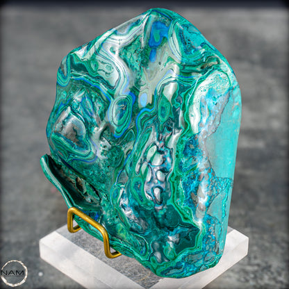 Botryoidaler Chrysokolla, Malachit und Azurit, sehr selten - 766,47g