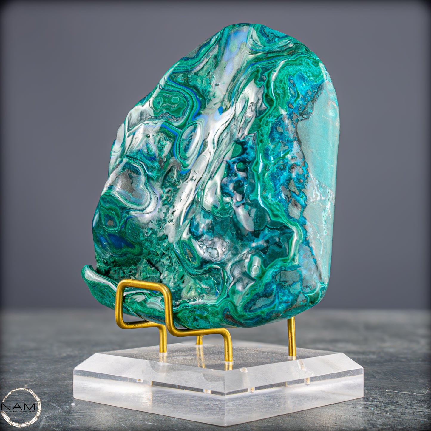 Botryoidaler Chrysokolla, Malachit und Azurit, sehr selten - 766,47g