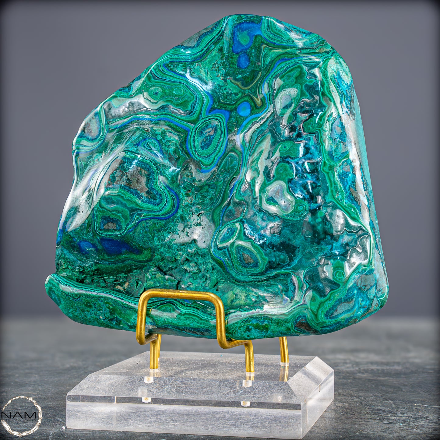 Botryoidaler Chrysokolla, Malachit und Azurit, sehr selten - 766,47g