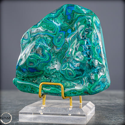 Botryoidaler Chrysokolla, Malachit und Azurit, sehr selten - 766,47g