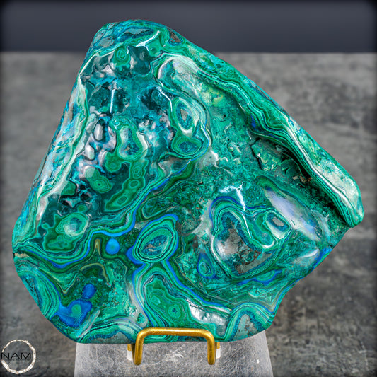 Botryoidaler Chrysokolla, Malachit und Azurit, sehr selten - 766,47g