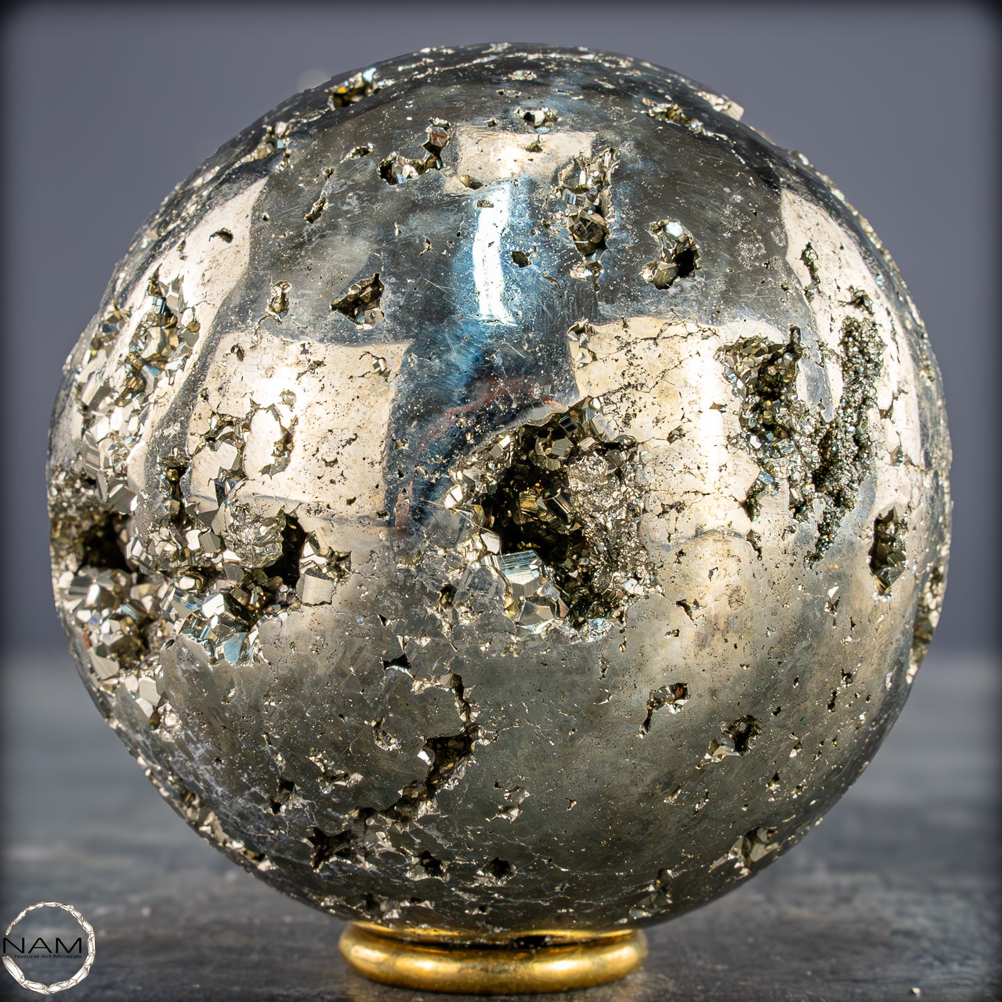 Natürliche Dekorative Pyrit-Kristall Kugel / Druse - 1032,08g - 78,5mm