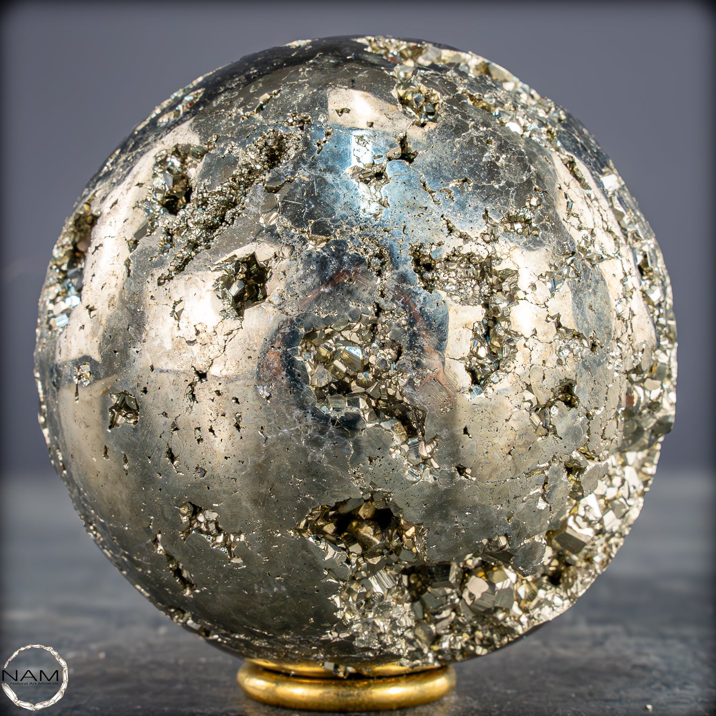 Natürliche Dekorative Pyrit-Kristall Kugel / Druse - 1032,08g - 78,5mm