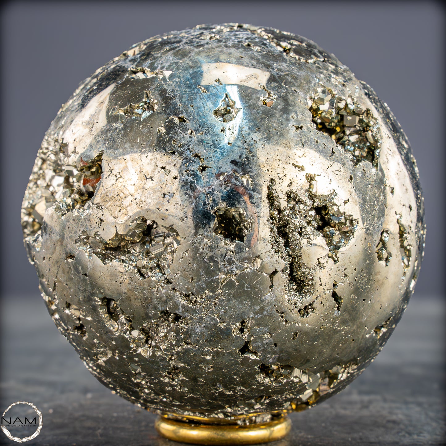 Natürliche Dekorative Pyrit-Kristall Kugel / Druse - 1032,08g - 78,5mm