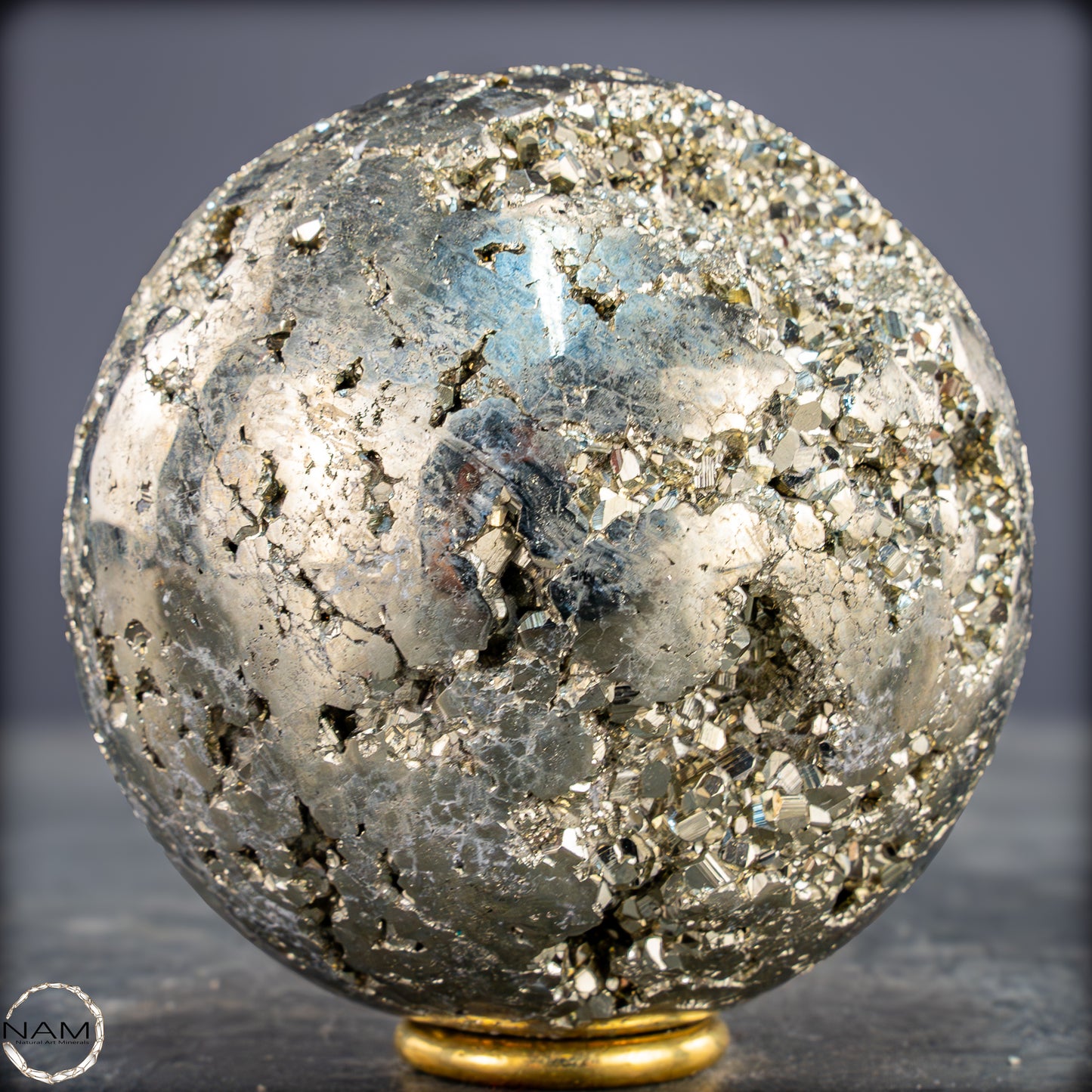 Natürliche Dekorative Pyrit-Kristall Kugel / Druse - 1032,08g - 78,5mm